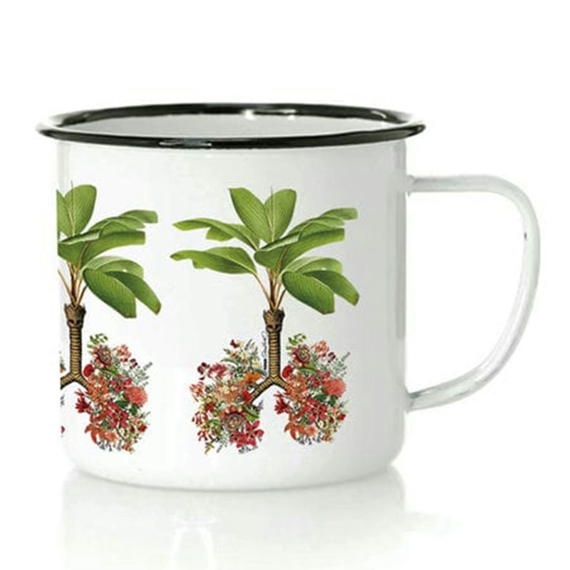 Taza Pulmones Flores de Metal