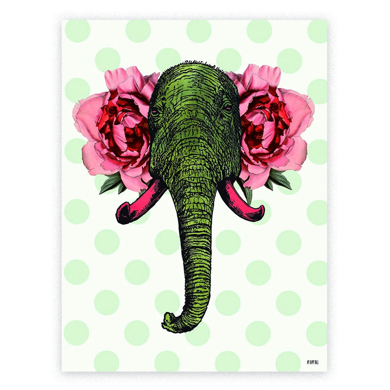 Lámina Elefante Flores