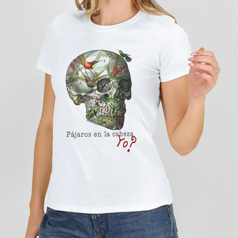 Camiseta Mujer Calavera Pájaros