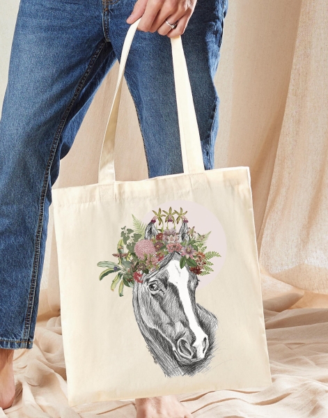 Tote Bag Caballo Flores - Imagen 2